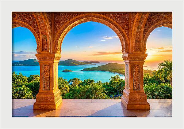 Ornamental Arch Framing Distant View