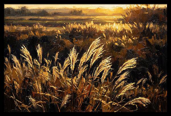 Ornamental Grass Plume At Dusk
