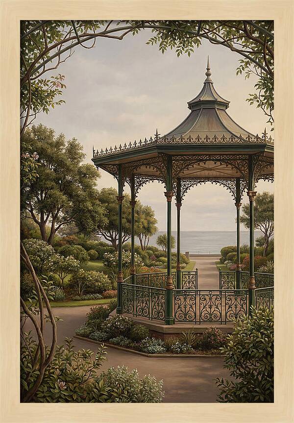 Ornate Iron Bandstand By The Sea