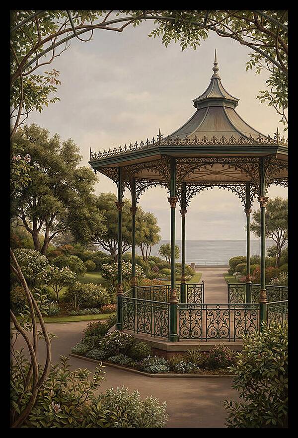 Ornate Iron Bandstand By The Sea