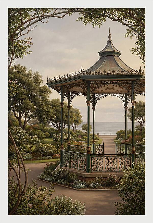 Ornate Iron Bandstand By The Sea
