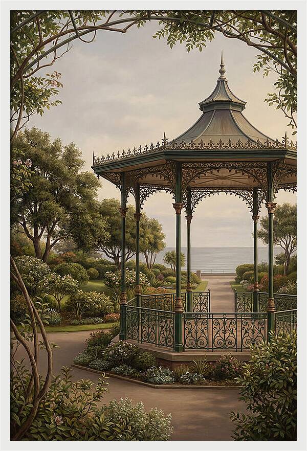 Ornate Iron Bandstand By The Sea