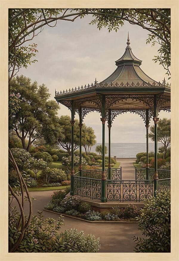 Ornate Iron Bandstand By The Sea