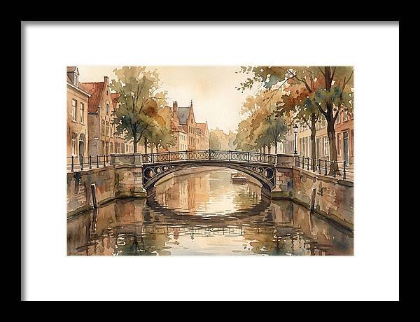 Ornate Iron Bridge Over Calm Canal