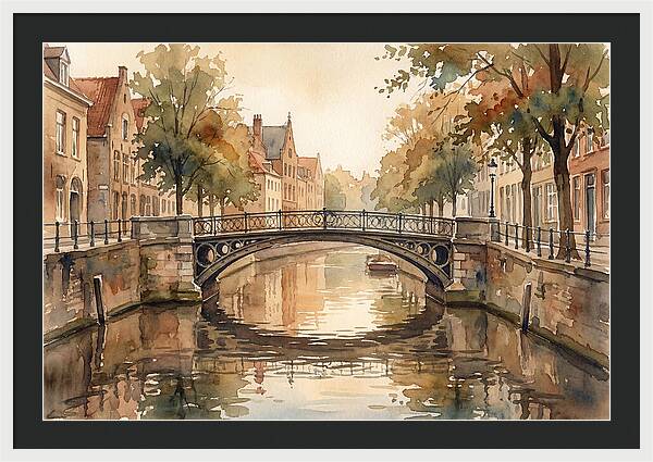 Ornate Iron Bridge Over Calm Canal
