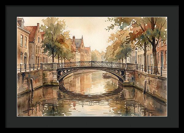 Ornate Iron Bridge Over Calm Canal