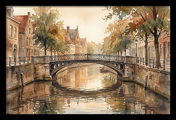 Ornate Iron Bridge Over Calm Canal