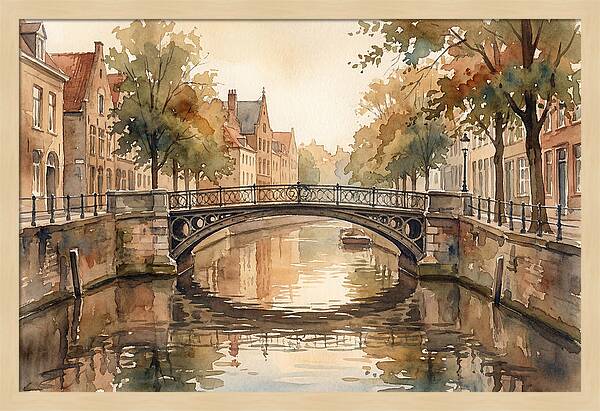 Ornate Iron Bridge Over Calm Canal