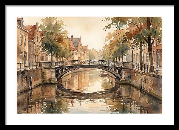 Ornate Iron Bridge Over Calm Canal
