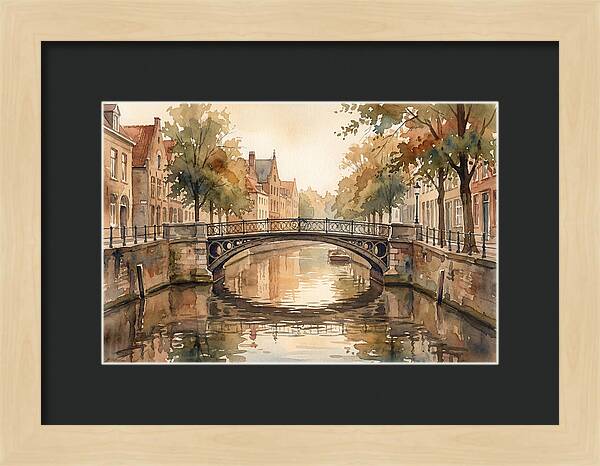 Ornate Iron Bridge Over Calm Canal