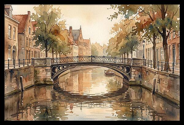 Ornate Iron Bridge Over Calm Canal