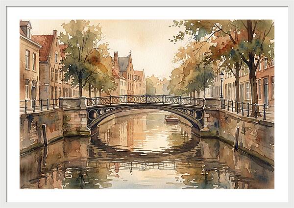 Ornate Iron Bridge Over Calm Canal