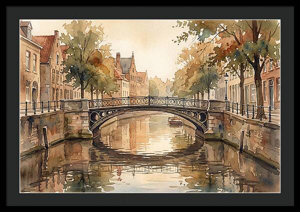 Ornate Iron Bridge Over Calm Canal