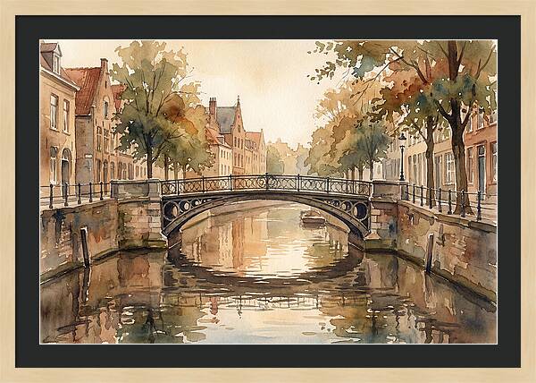 Ornate Iron Bridge Over Calm Canal