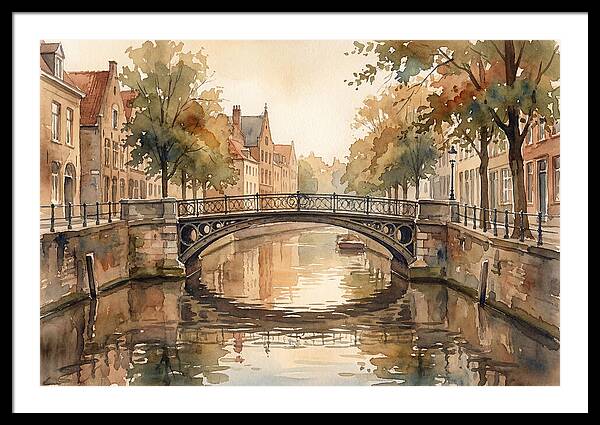 Ornate Iron Bridge Over Calm Canal