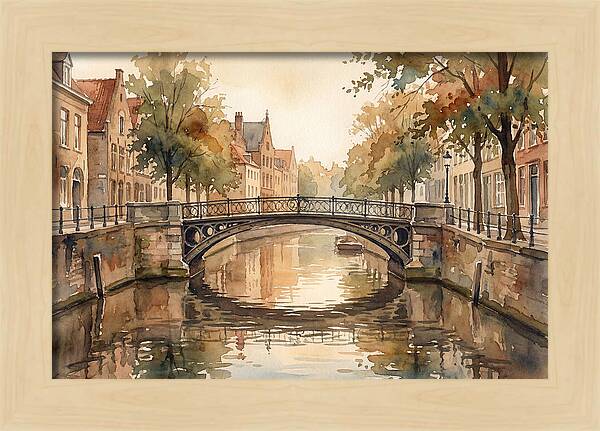 Ornate Iron Bridge Over Calm Canal