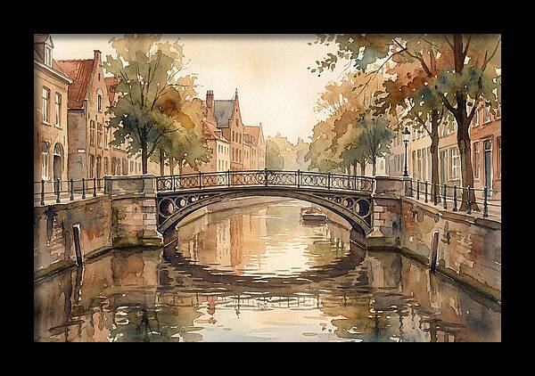 Ornate Iron Bridge Over Calm Canal