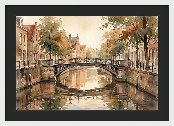 Ornate Iron Bridge Over Calm Canal