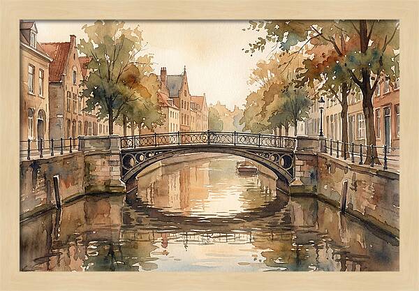 Ornate Iron Bridge Over Calm Canal