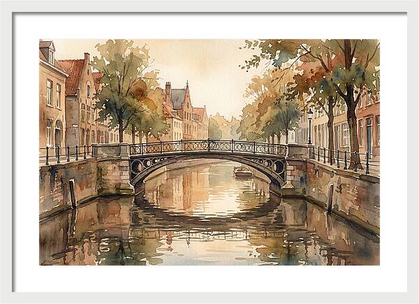 Ornate Iron Bridge Over Calm Canal