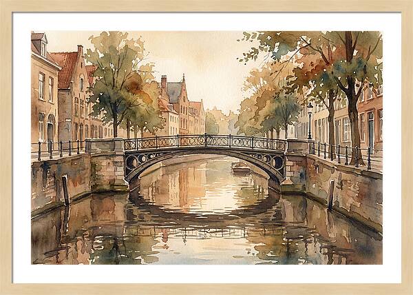 Ornate Iron Bridge Over Calm Canal