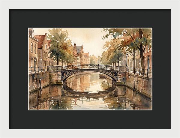 Ornate Iron Bridge Over Calm Canal