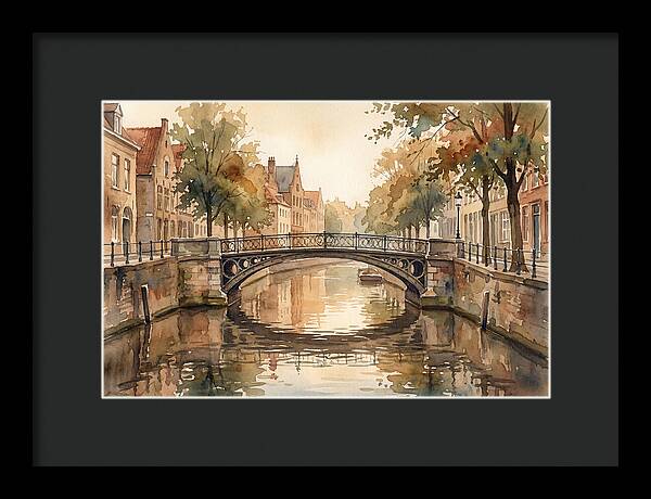 Ornate Iron Bridge Over Calm Canal