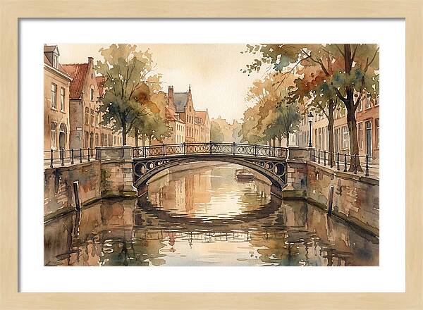 Ornate Iron Bridge Over Calm Canal