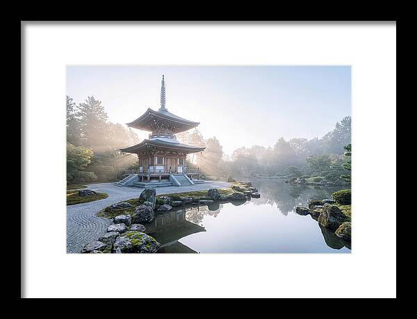 Ornate Pagoda Amid Japanese Garden
