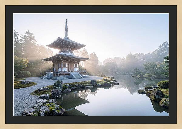 Ornate Pagoda Amid Japanese Garden
