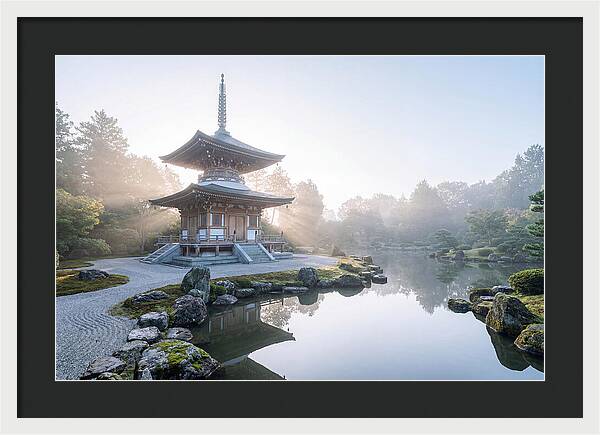 Ornate Pagoda Amid Japanese Garden