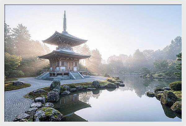 Ornate Pagoda Amid Japanese Garden