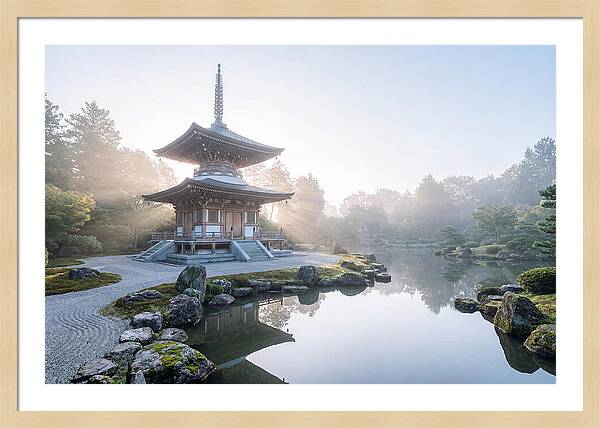 Ornate Pagoda Amid Japanese Garden