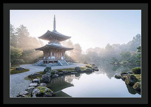 Ornate Pagoda Amid Japanese Garden