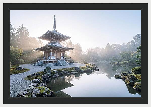 Ornate Pagoda Amid Japanese Garden