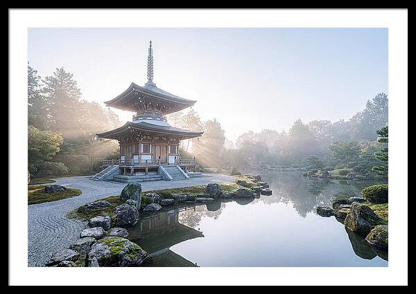 Ornate Pagoda Amid Japanese Garden