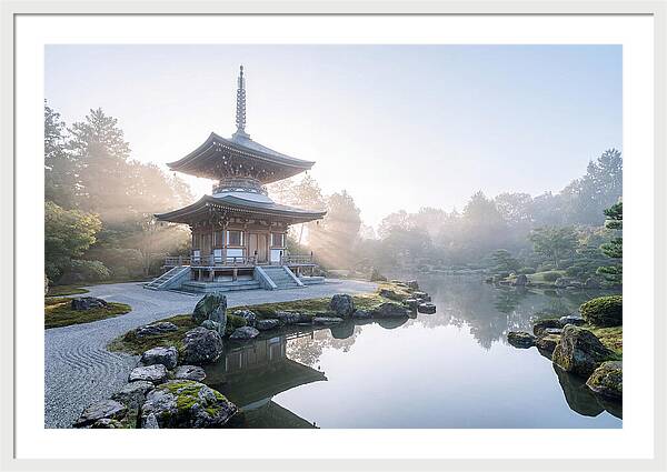 Ornate Pagoda Amid Japanese Garden