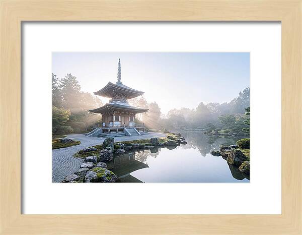 Ornate Pagoda Amid Japanese Garden