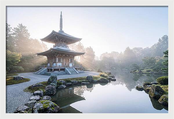 Ornate Pagoda Amid Japanese Garden