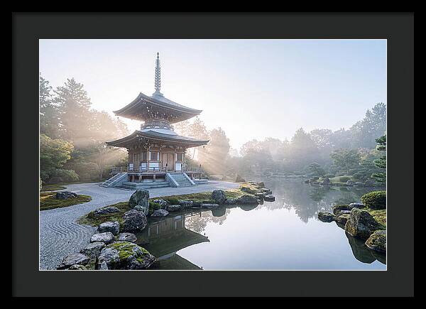 Ornate Pagoda Amid Japanese Garden