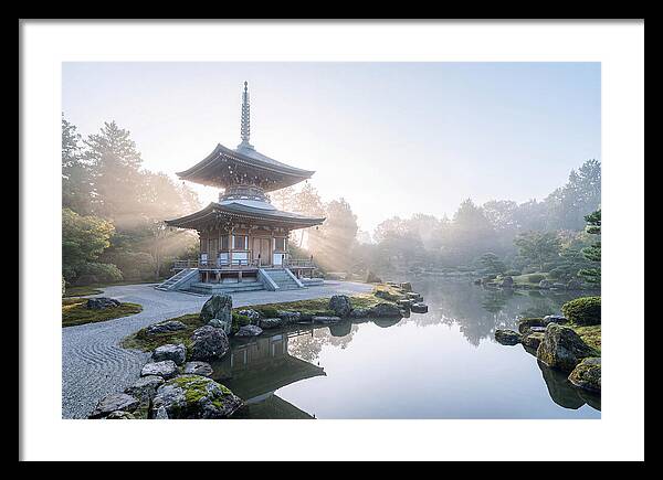 Ornate Pagoda Amid Japanese Garden