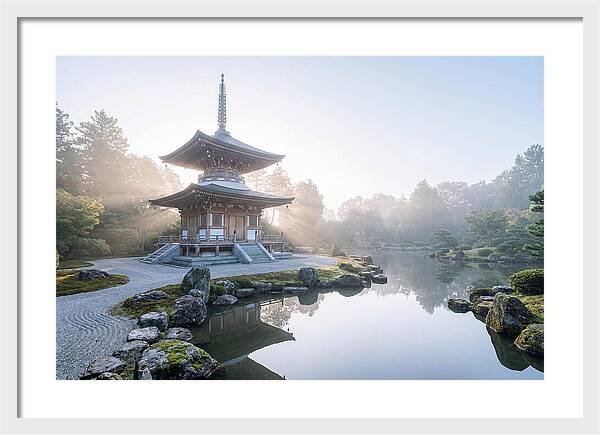 Ornate Pagoda Amid Japanese Garden