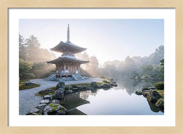 Ornate Pagoda Amid Japanese Garden