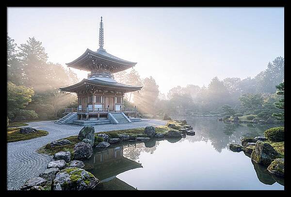 Ornate Pagoda Amid Japanese Garden