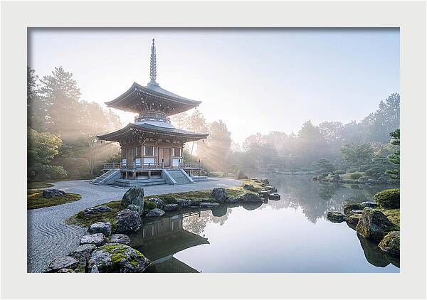 Ornate Pagoda Amid Japanese Garden