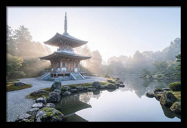 Ornate Pagoda Amid Japanese Garden