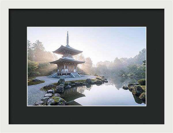 Ornate Pagoda Amid Japanese Garden