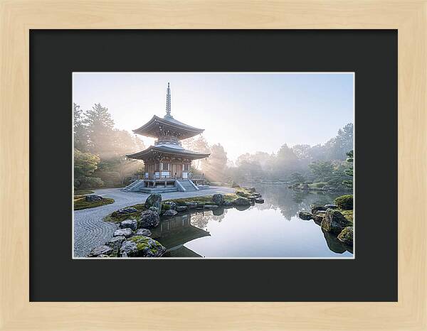 Ornate Pagoda Amid Japanese Garden