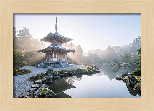 Ornate Pagoda Amid Japanese Garden