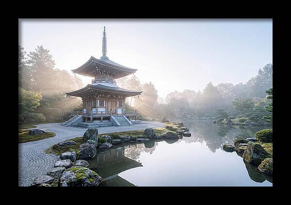 Ornate Pagoda Amid Japanese Garden